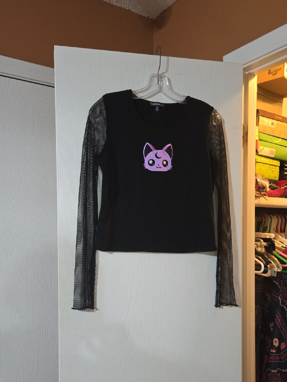 Dolls Kill Lunar Kitten Fishnet Crop Top